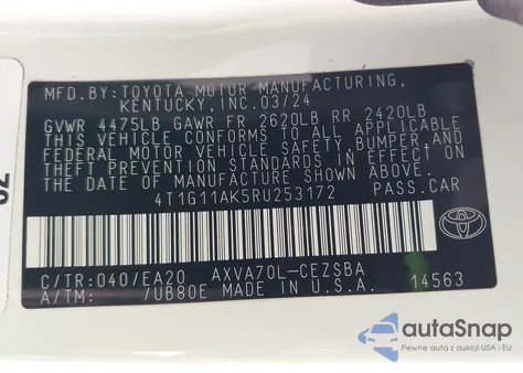 2024 Toyota Camry Se from USA, damaged, VIN 4T1G11AK5RU253172